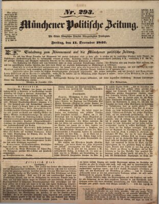 Münchener politische Zeitung (Süddeutsche Presse) Freitag 11. Dezember 1846