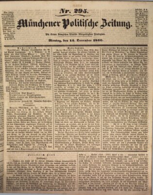 Münchener politische Zeitung (Süddeutsche Presse) Montag 14. Dezember 1846