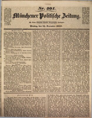 Münchener politische Zeitung (Süddeutsche Presse) Montag 21. Dezember 1846