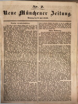 Neue Münchener Zeitung (Süddeutsche Presse) Sonntag 2. Juli 1848