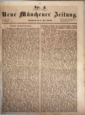 Neue Münchener Zeitung (Süddeutsche Presse) Mittwoch 5. Juli 1848