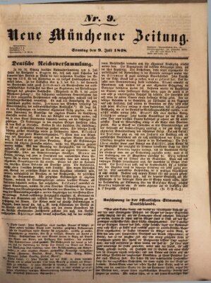 Neue Münchener Zeitung (Süddeutsche Presse) Sonntag 9. Juli 1848