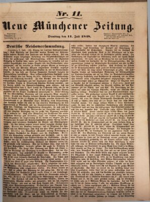 Neue Münchener Zeitung (Süddeutsche Presse) Dienstag 11. Juli 1848