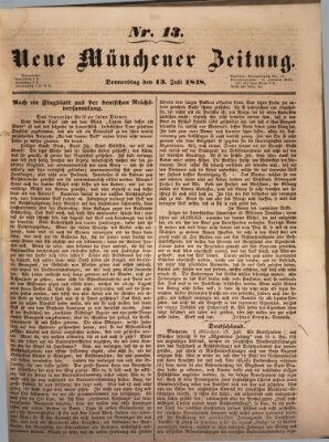 Neue Münchener Zeitung (Süddeutsche Presse) Donnerstag 13. Juli 1848