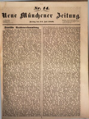 Neue Münchener Zeitung (Süddeutsche Presse) Freitag 14. Juli 1848