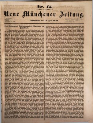 Neue Münchener Zeitung (Süddeutsche Presse) Samstag 15. Juli 1848