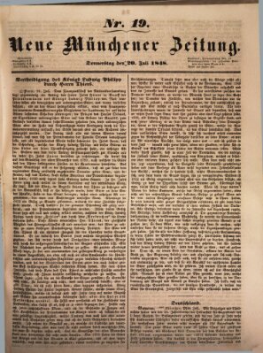 Neue Münchener Zeitung (Süddeutsche Presse) Donnerstag 20. Juli 1848