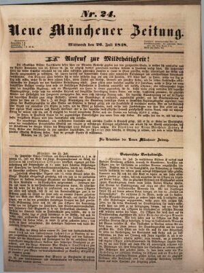 Neue Münchener Zeitung (Süddeutsche Presse) Mittwoch 26. Juli 1848