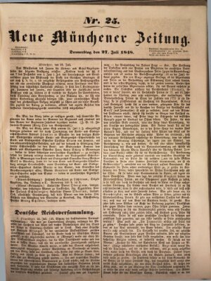 Neue Münchener Zeitung (Süddeutsche Presse) Donnerstag 27. Juli 1848