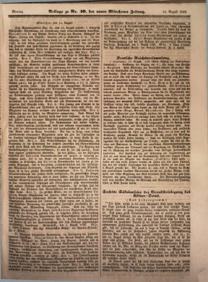 Neue Münchener Zeitung (Süddeutsche Presse) Montag 14. August 1848