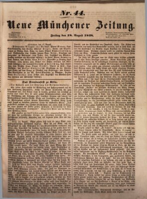 Neue Münchener Zeitung (Süddeutsche Presse) Freitag 18. August 1848