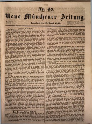 Neue Münchener Zeitung (Süddeutsche Presse) Samstag 19. August 1848