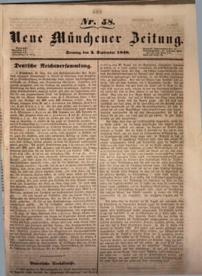 Neue Münchener Zeitung (Süddeutsche Presse) Sonntag 3. September 1848