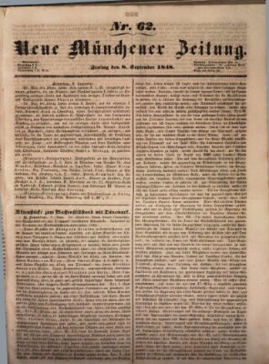 Neue Münchener Zeitung (Süddeutsche Presse) Freitag 8. September 1848