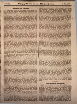 Neue Münchener Zeitung (Süddeutsche Presse) Dienstag 12. September 1848