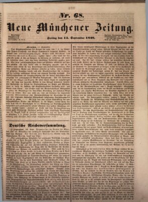 Neue Münchener Zeitung (Süddeutsche Presse) Freitag 15. September 1848