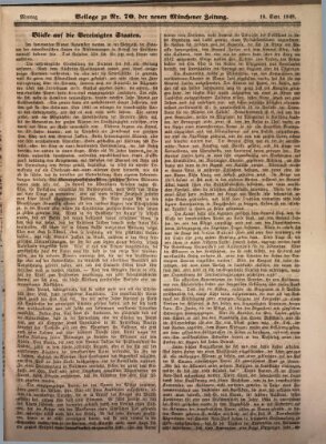 Neue Münchener Zeitung (Süddeutsche Presse) Montag 18. September 1848