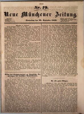 Neue Münchener Zeitung (Süddeutsche Presse) Donnerstag 28. September 1848