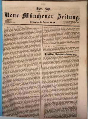 Neue Münchener Zeitung (Süddeutsche Presse) Freitag 6. Oktober 1848