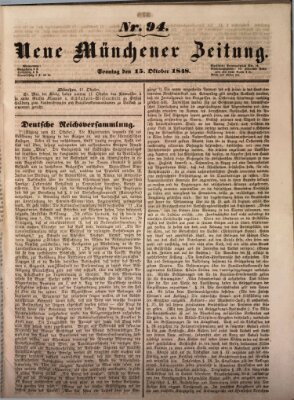 Neue Münchener Zeitung (Süddeutsche Presse) Sonntag 15. Oktober 1848