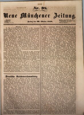 Neue Münchener Zeitung (Süddeutsche Presse) Freitag 20. Oktober 1848