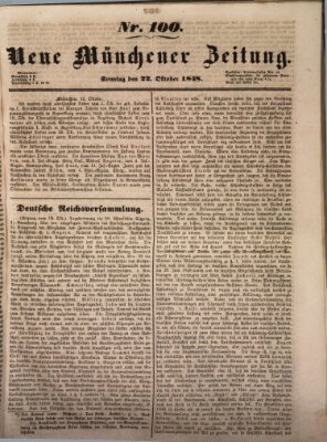 Neue Münchener Zeitung (Süddeutsche Presse) Sonntag 22. Oktober 1848