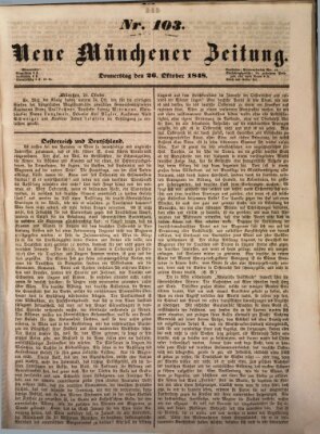 Neue Münchener Zeitung (Süddeutsche Presse) Donnerstag 26. Oktober 1848