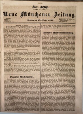 Neue Münchener Zeitung (Süddeutsche Presse) Sonntag 29. Oktober 1848