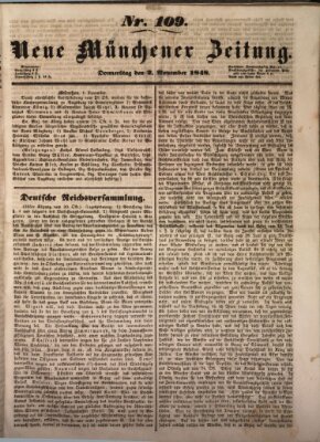 Neue Münchener Zeitung (Süddeutsche Presse) Donnerstag 2. November 1848