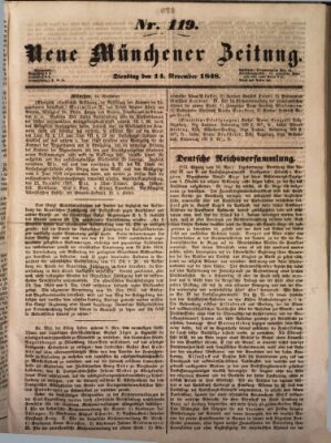 Neue Münchener Zeitung (Süddeutsche Presse) Dienstag 14. November 1848