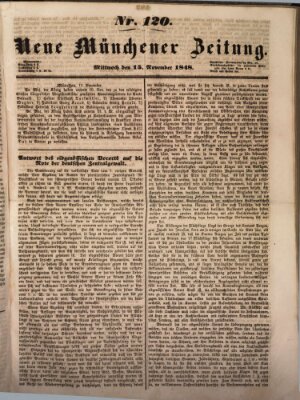 Neue Münchener Zeitung (Süddeutsche Presse) Mittwoch 15. November 1848