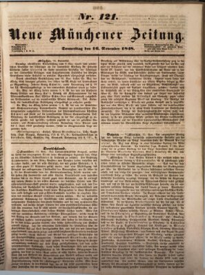 Neue Münchener Zeitung (Süddeutsche Presse) Donnerstag 16. November 1848