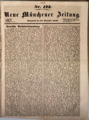 Neue Münchener Zeitung (Süddeutsche Presse) Samstag 18. November 1848