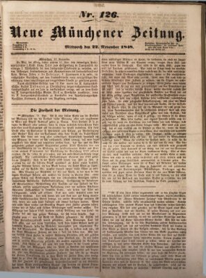 Neue Münchener Zeitung (Süddeutsche Presse) Mittwoch 22. November 1848