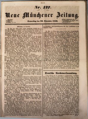 Neue Münchener Zeitung (Süddeutsche Presse) Donnerstag 23. November 1848