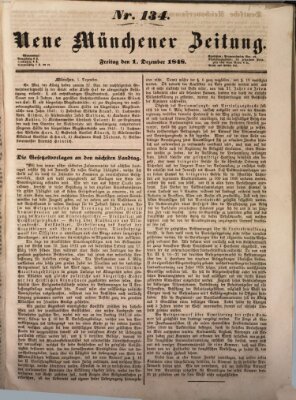 Neue Münchener Zeitung (Süddeutsche Presse) Freitag 1. Dezember 1848