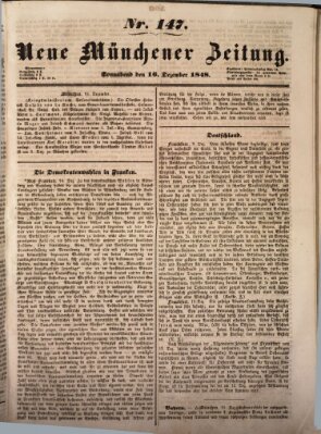 Neue Münchener Zeitung (Süddeutsche Presse) Samstag 16. Dezember 1848