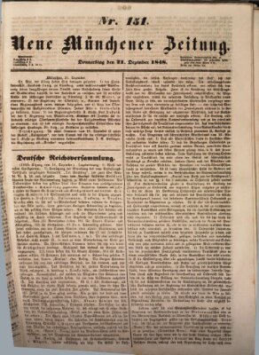 Neue Münchener Zeitung (Süddeutsche Presse) Donnerstag 21. Dezember 1848