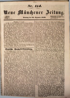 Neue Münchener Zeitung (Süddeutsche Presse) Sonntag 24. Dezember 1848