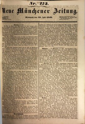 Neue Münchener Zeitung (Süddeutsche Presse) Mittwoch 25. Juli 1849