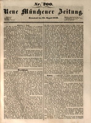 Neue Münchener Zeitung (Süddeutsche Presse) Samstag 25. August 1849