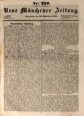 Neue Münchener Zeitung (Süddeutsche Presse) Donnerstag 20. September 1849