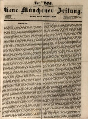 Neue Münchener Zeitung (Süddeutsche Presse) Freitag 5. Oktober 1849