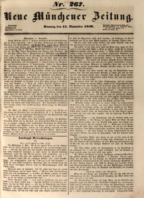 Neue Münchener Zeitung (Süddeutsche Presse) Sonntag 11. November 1849