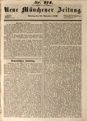 Neue Münchener Zeitung (Süddeutsche Presse) Sonntag 18. November 1849