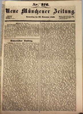 Neue Münchener Zeitung (Süddeutsche Presse) Donnerstag 22. November 1849