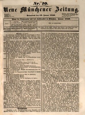 Neue Münchener Zeitung (Süddeutsche Presse) Samstag 12. Januar 1850