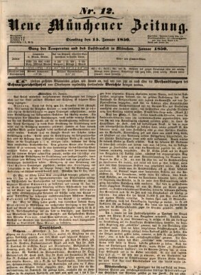 Neue Münchener Zeitung (Süddeutsche Presse) Dienstag 15. Januar 1850