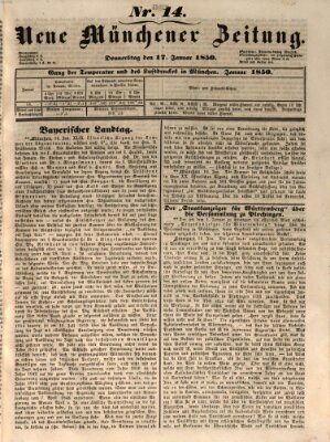 Neue Münchener Zeitung (Süddeutsche Presse) Donnerstag 17. Januar 1850