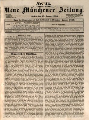 Neue Münchener Zeitung (Süddeutsche Presse) Freitag 18. Januar 1850